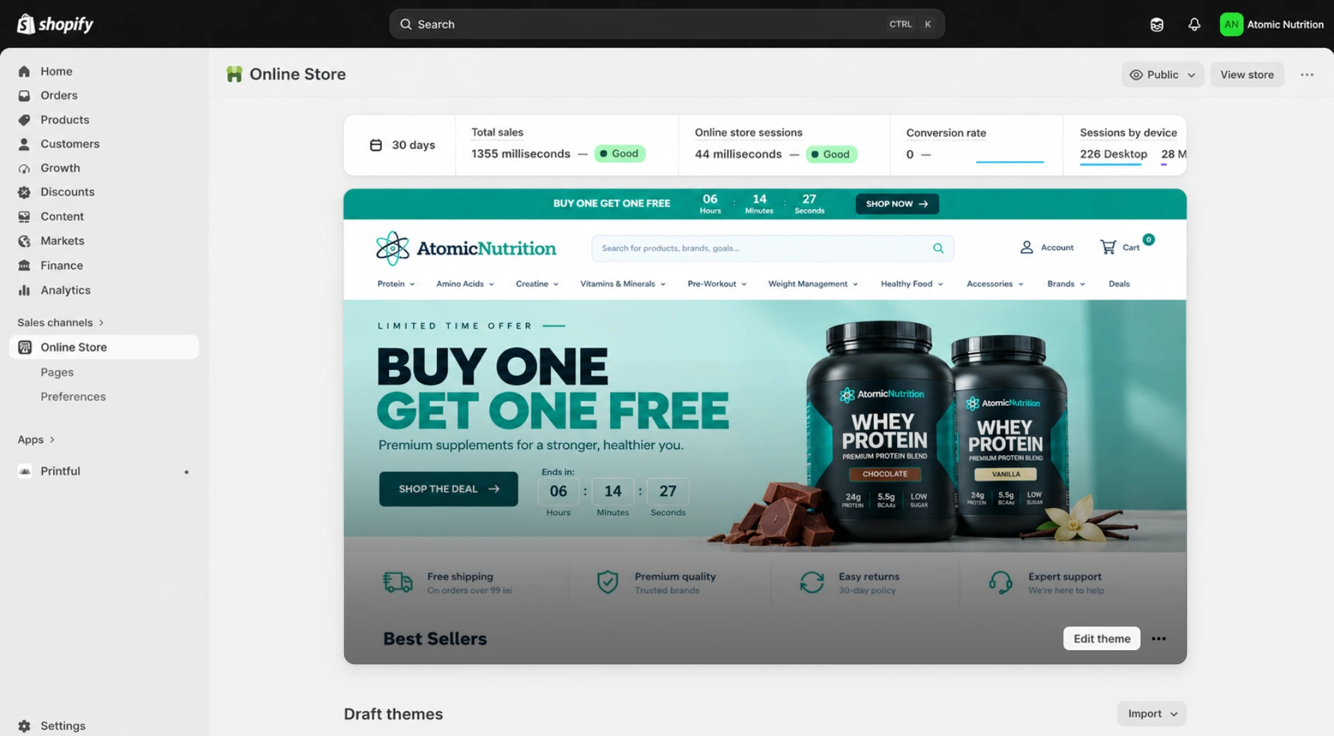 The finished store live in the Shopify admin
